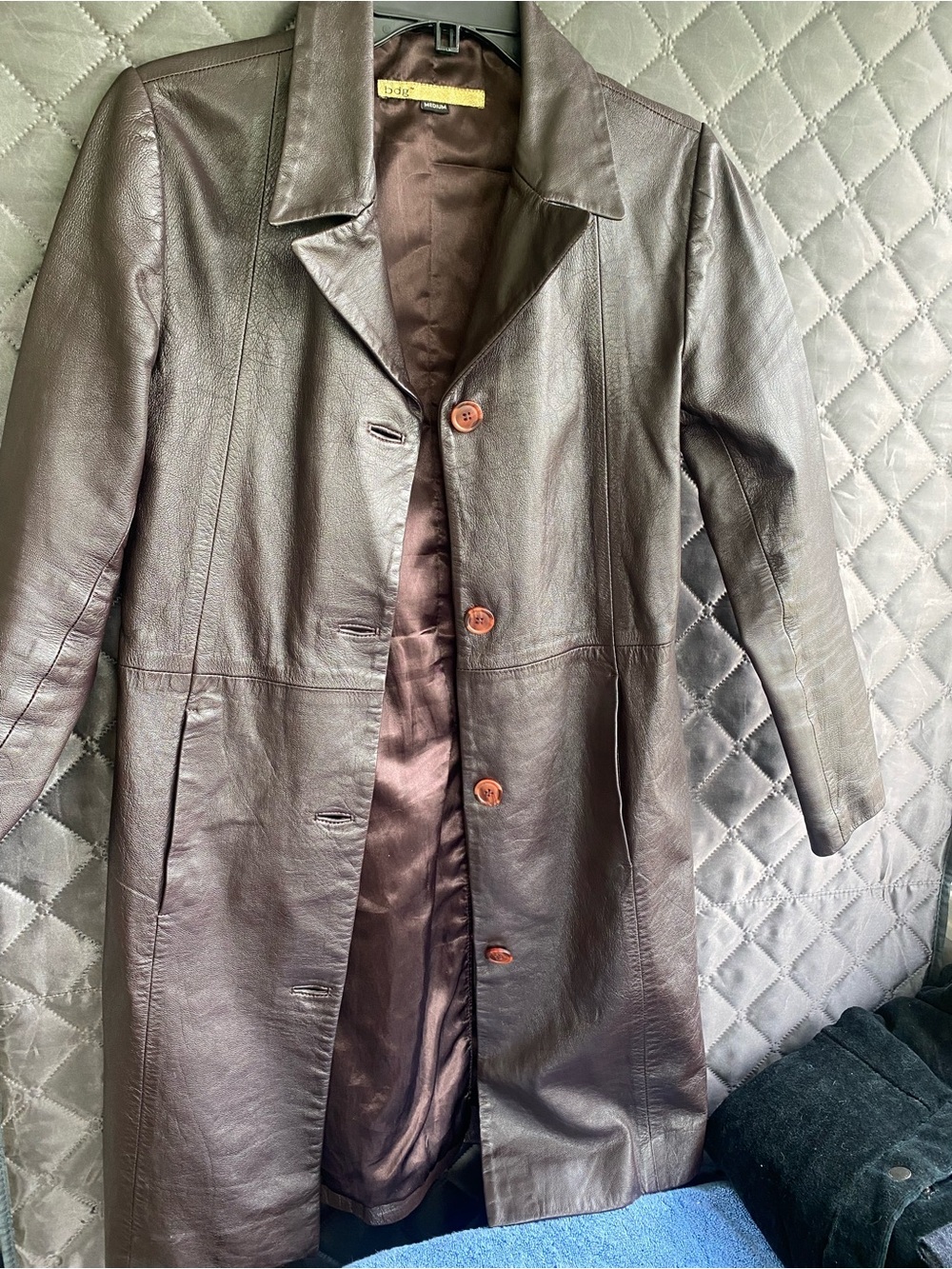 Vintage Y2K BDG Dark Brown genuine Leather coat